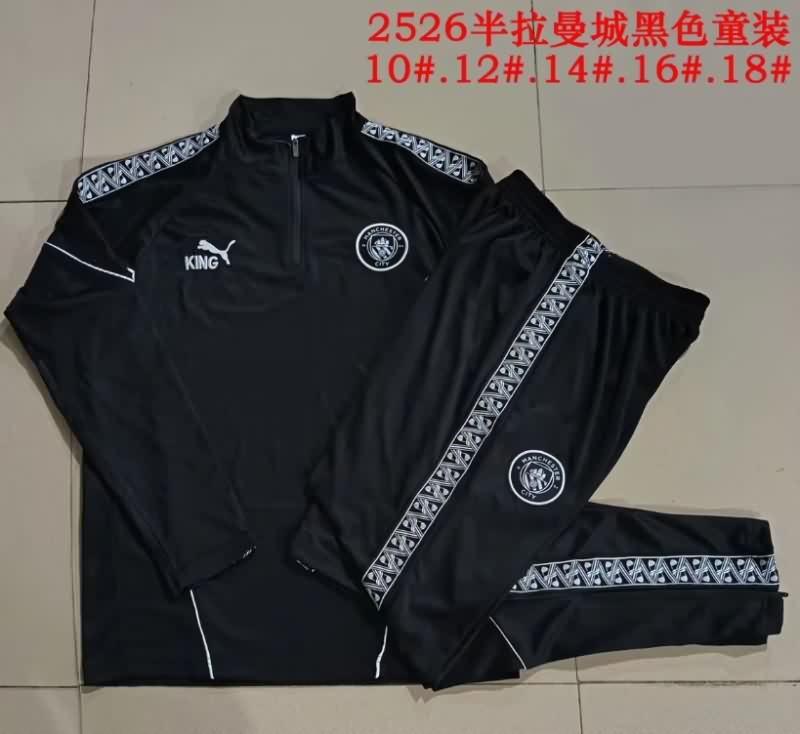 Manchester City 25/26 Kids Black Soccer Tracksuit 02