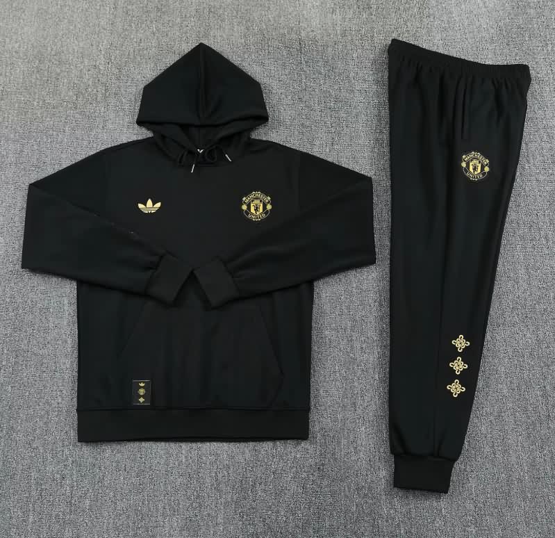 AAA(Thailand) Manchester United 25/26 Black Soccer Tracksuit 07