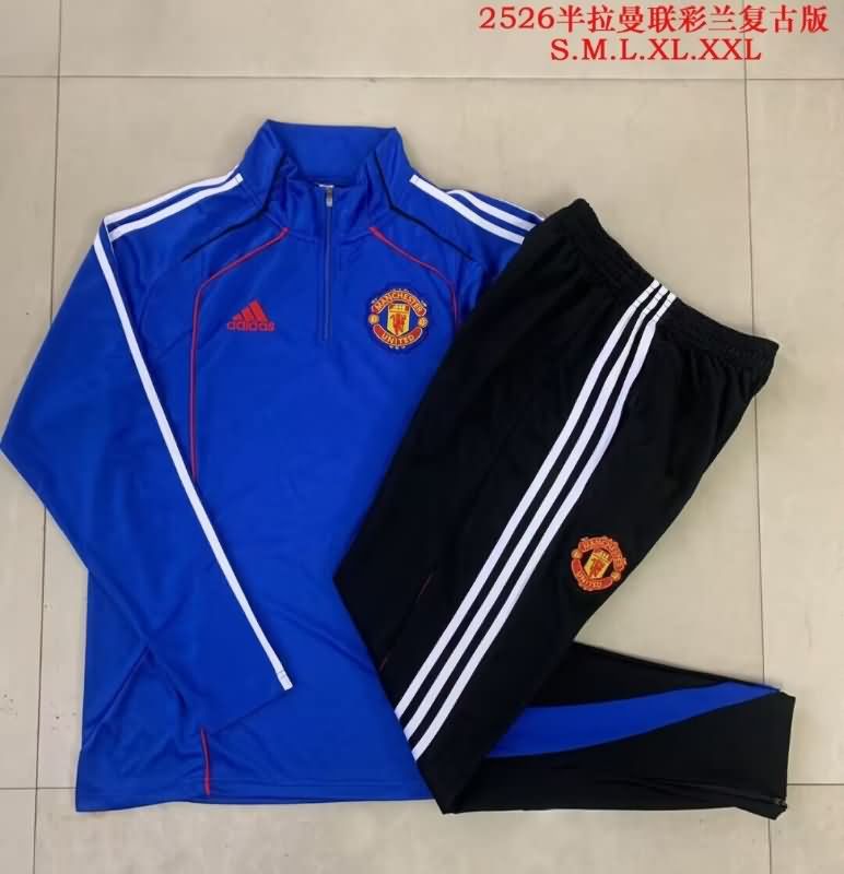 AAA(Thailand) Manchester United 25/26 Blue Soccer Tracksuit 02