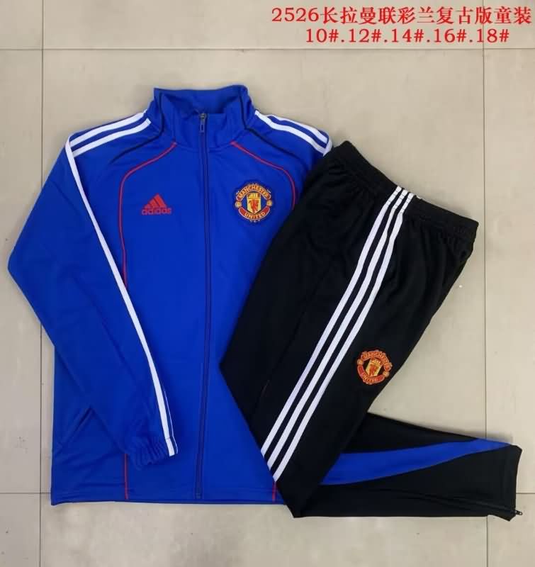Manchester United 25/26 Kids Blue Soccer Tracksuit