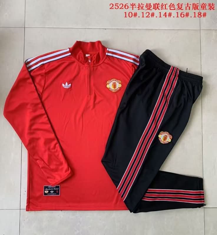 Manchester United 25/26 Kids Red Soccer Tracksuit