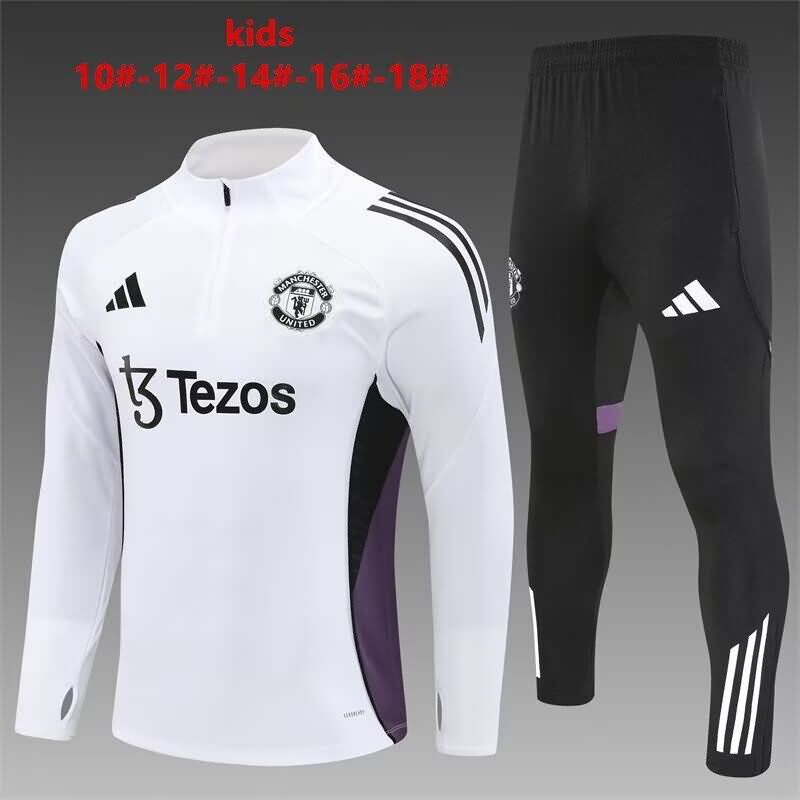 Manchester United 25/26 Kids White Soccer Tracksuit 02