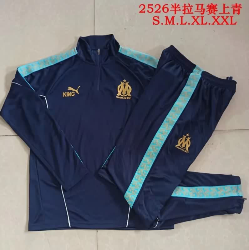 AAA(Thailand) Marseilles 25/26 Dark Blue Soccer Tracksuit 03