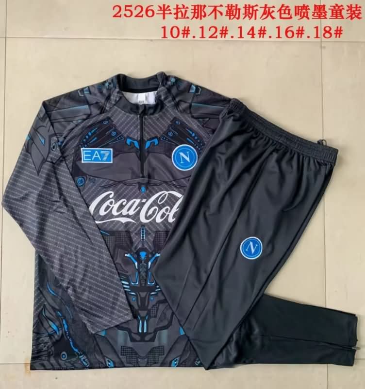 Napoli 25/26 Kids Black Soccer Tracksuit