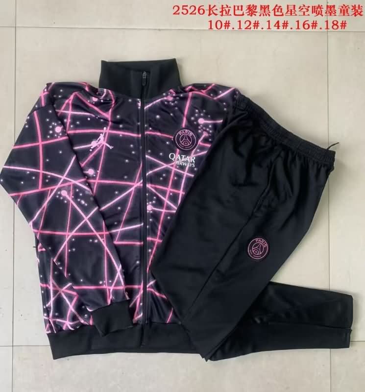 Paris St Germain 25/26 Kids Black Soccer Tracksuit 02