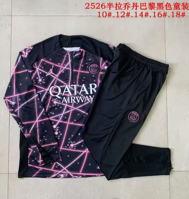 Paris St Germain 25/26 Kids Black Soccer Tracksuit 03