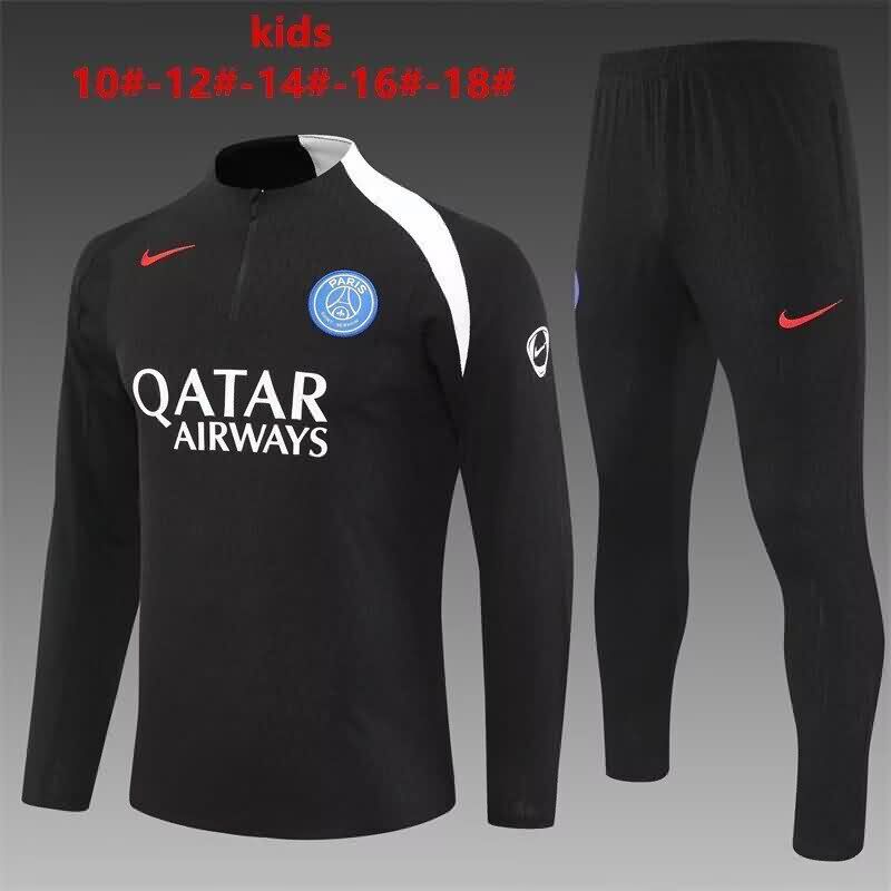 Paris St Germain 25/26 Kids Black Soccer Tracksuit 04