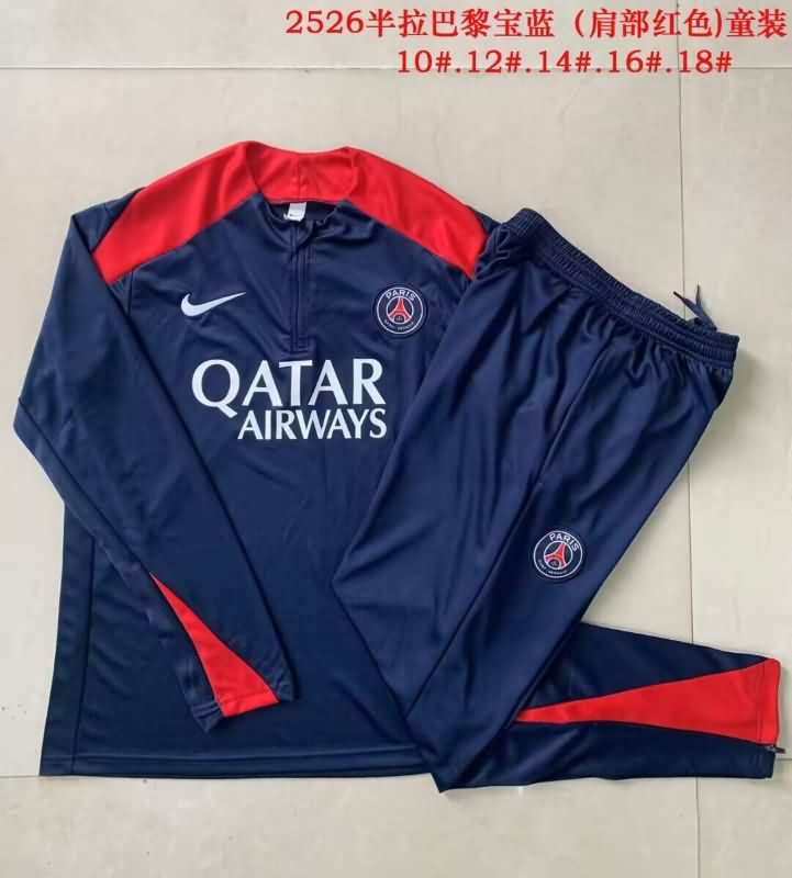 Paris St Germain 25/26 Kids Dark Blue Soccer Tracksuit 02