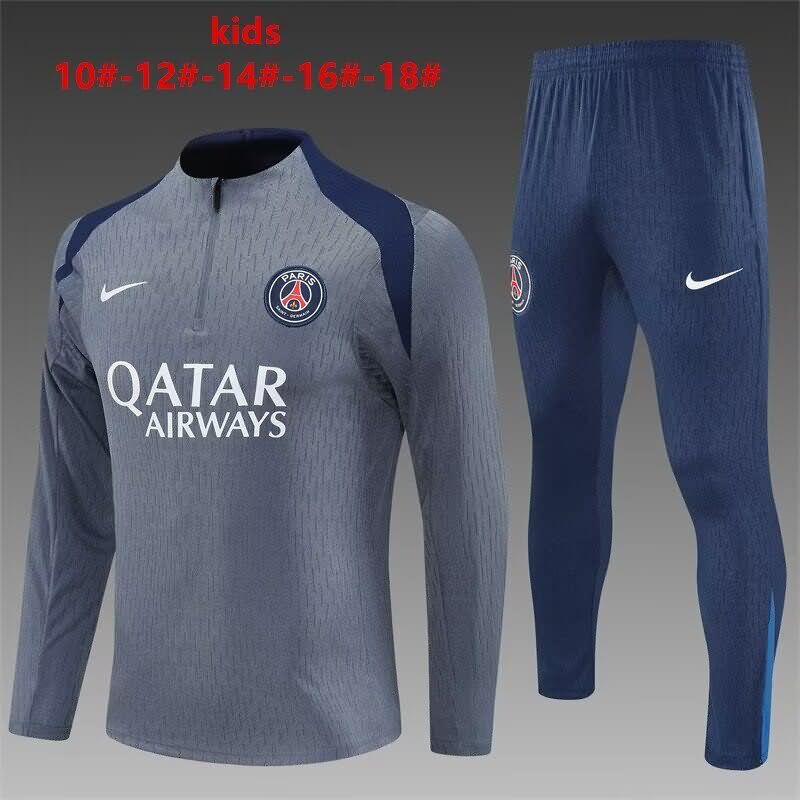 Paris St Germain 25/26 Kids Grey Soccer Tracksuit