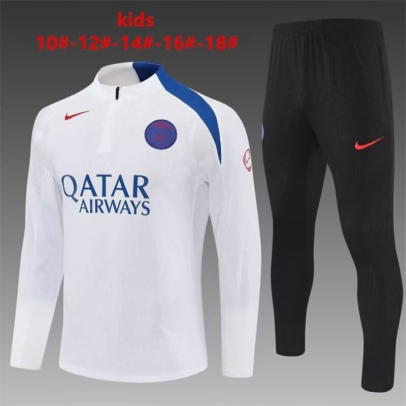 Paris St Germain 25/26 Kids White Soccer Tracksuit 02
