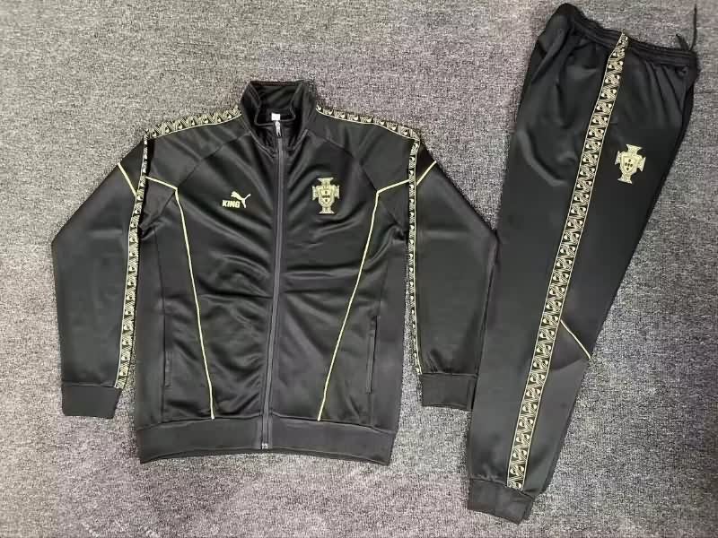 AAA(Thailand) Portugal 2025 Black Soccer Tracksuit 02
