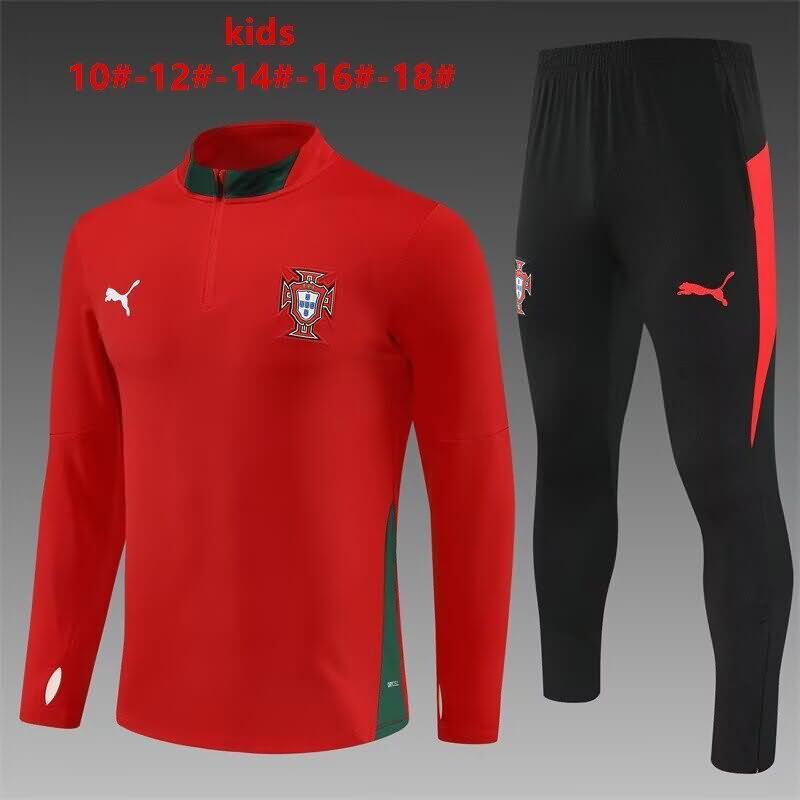 Portugal 2025 Kids Red Soccer Tracksuit