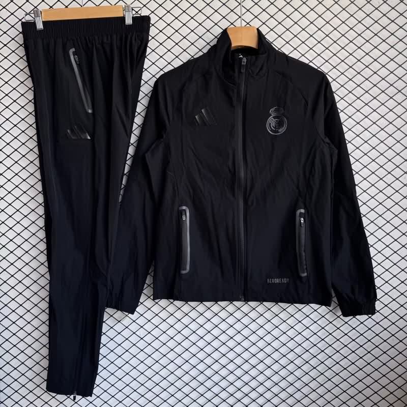 AAA(Thailand) Real Madrid 25/26 Black Soccer Tracksuit 05