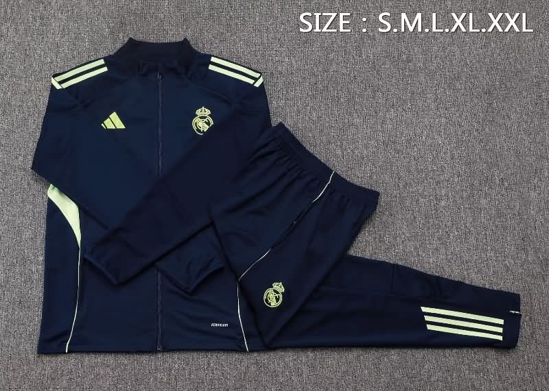 AAA(Thailand) Real Madrid 25/26 Dark Blue Soccer Tracksuit 05