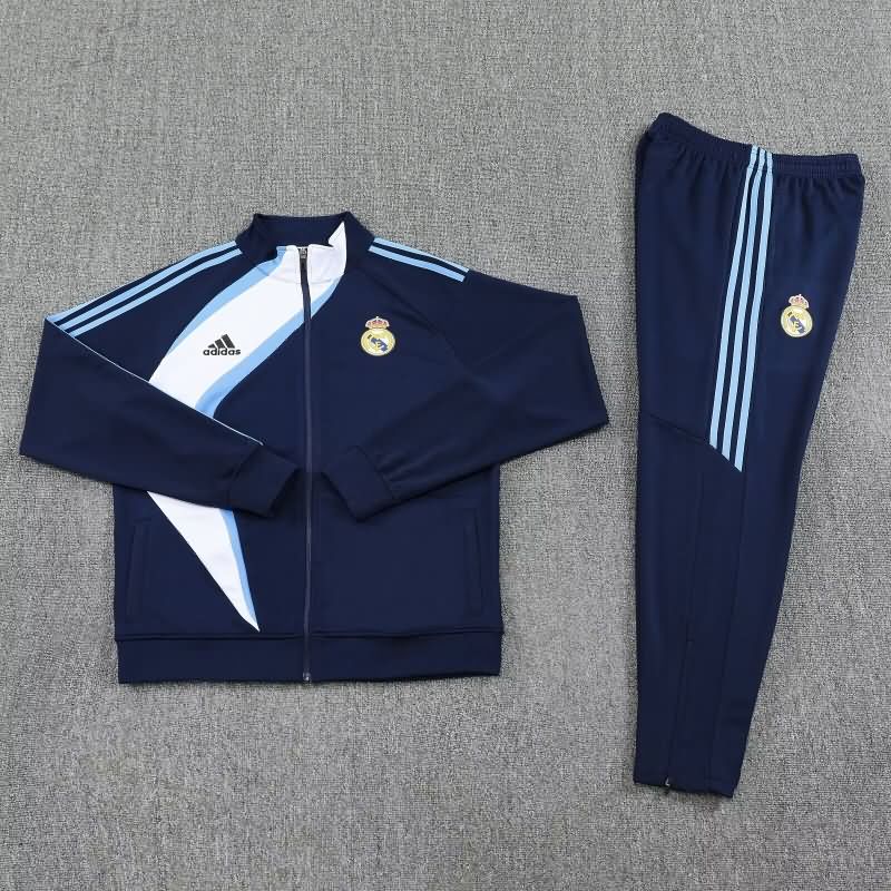 AAA(Thailand) Real Madrid 25/26 Dark Blue Soccer Tracksuit 06