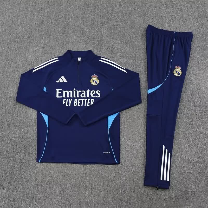 AAA(Thailand) Real Madrid 25/26 Dark Blue Soccer Tracksuit 08