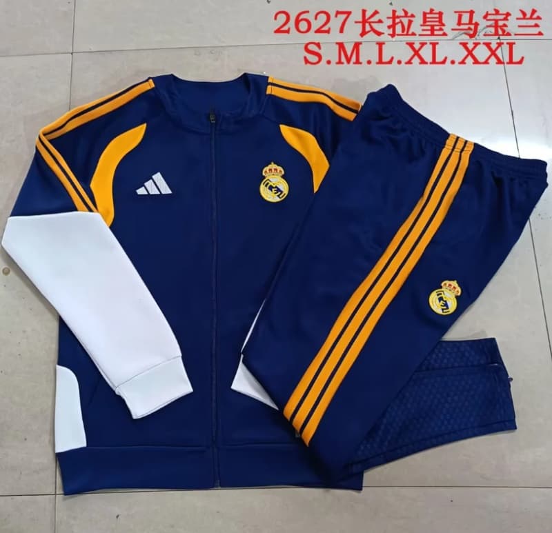 AAA(Thailand) Real Madrid 25/26 Dark Blue Soccer Tracksuit 10