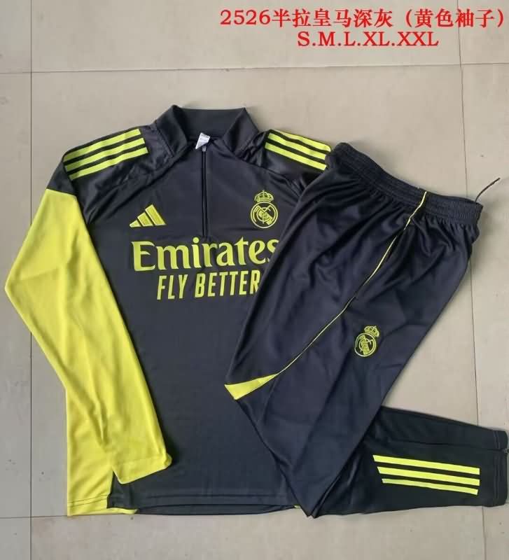 AAA(Thailand) Real Madrid 25/26 Dark Grey Soccer Tracksuit 02