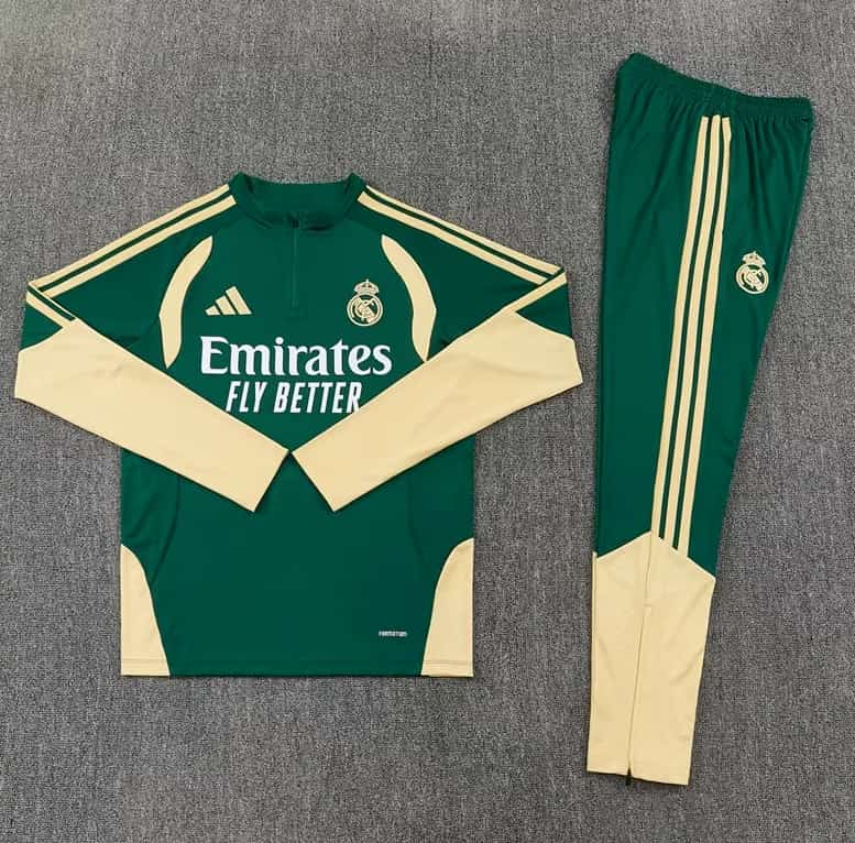 AAA(Thailand) Real Madrid 25/26 Green Soccer Tracksuit 06