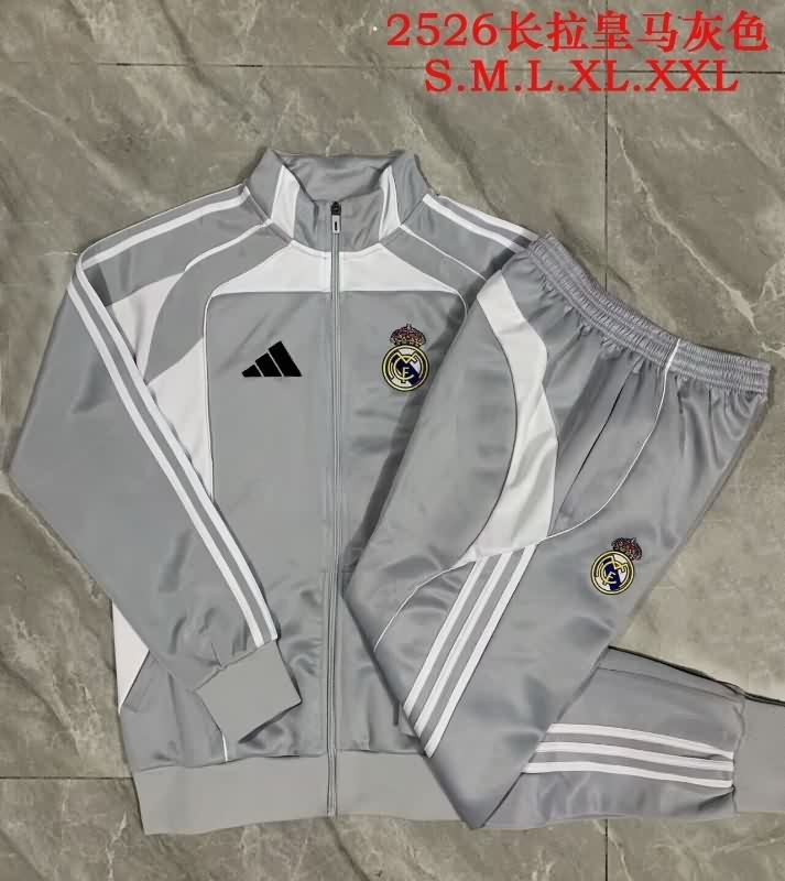 AAA(Thailand) Real Madrid 25/26 Grey Soccer Tracksuit 03