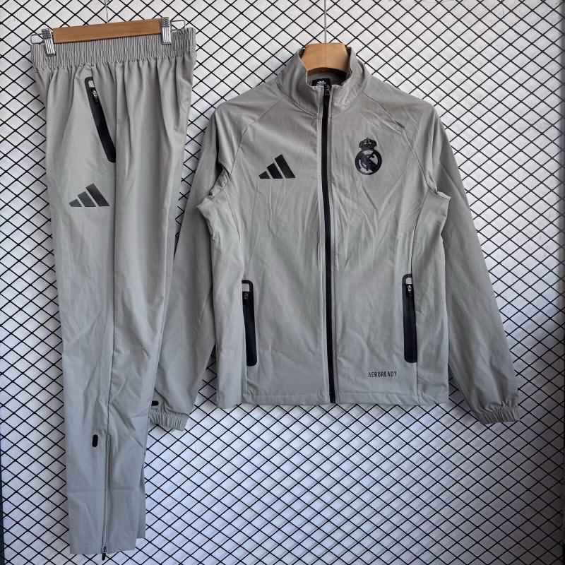 AAA(Thailand) Real Madrid 25/26 Grey Soccer Tracksuit 06