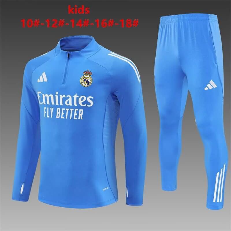 Real Madrid 25/26 Kids Blue Soccer Tracksuit