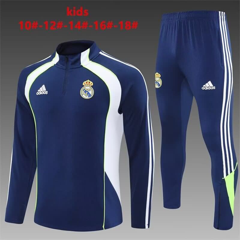 Real Madrid 25/26 Kids Dark Blue Soccer Tracksuit