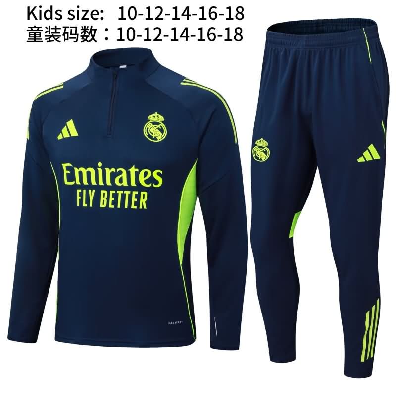 Real Madrid 25/26 Kids Dark Blue Soccer Tracksuit 04
