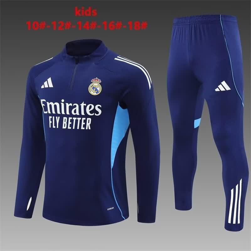 Real Madrid 25/26 Kids Dark Blue Soccer Tracksuit 05
