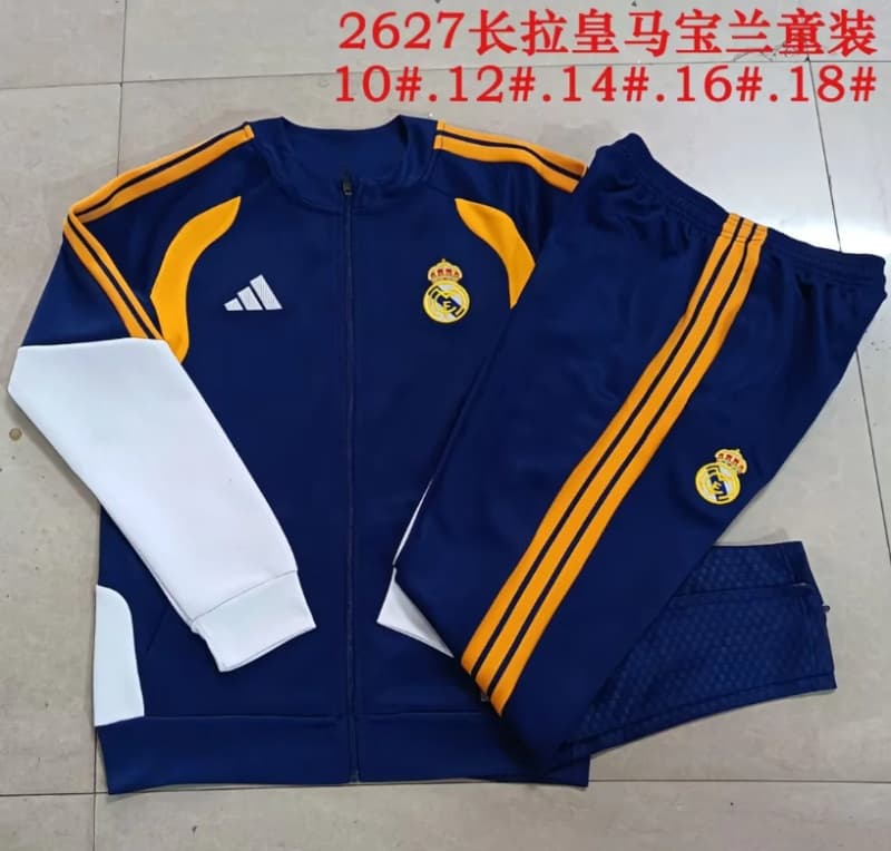 Real Madrid 25/26 Kids Dark Blue Soccer Tracksuit 06