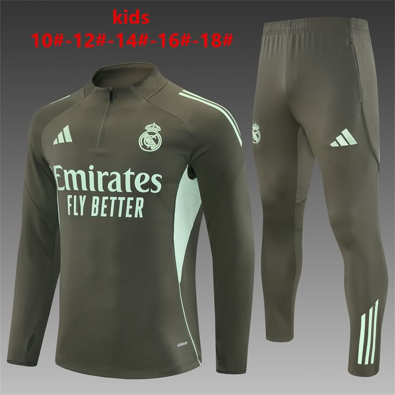 Real Madrid 25/26 Kids Dark Green Soccer Tracksuit