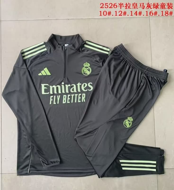Real Madrid 25/26 Kids Grey Soccer Tracksuit