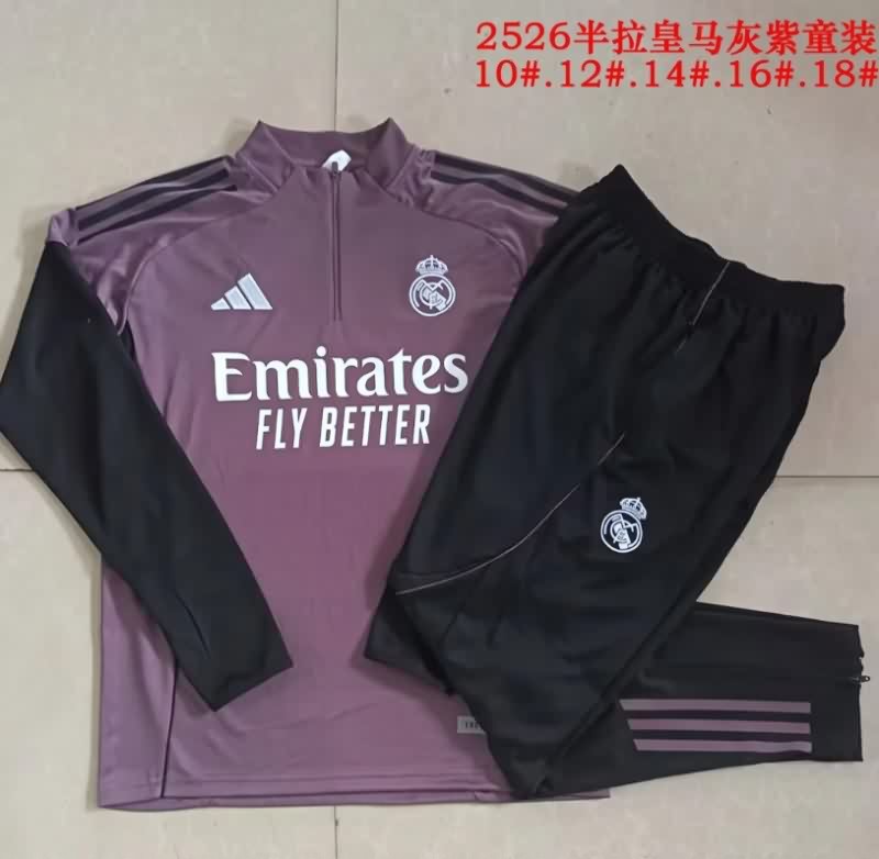 Real Madrid 25/26 Kids Purple Soccer Tracksuit