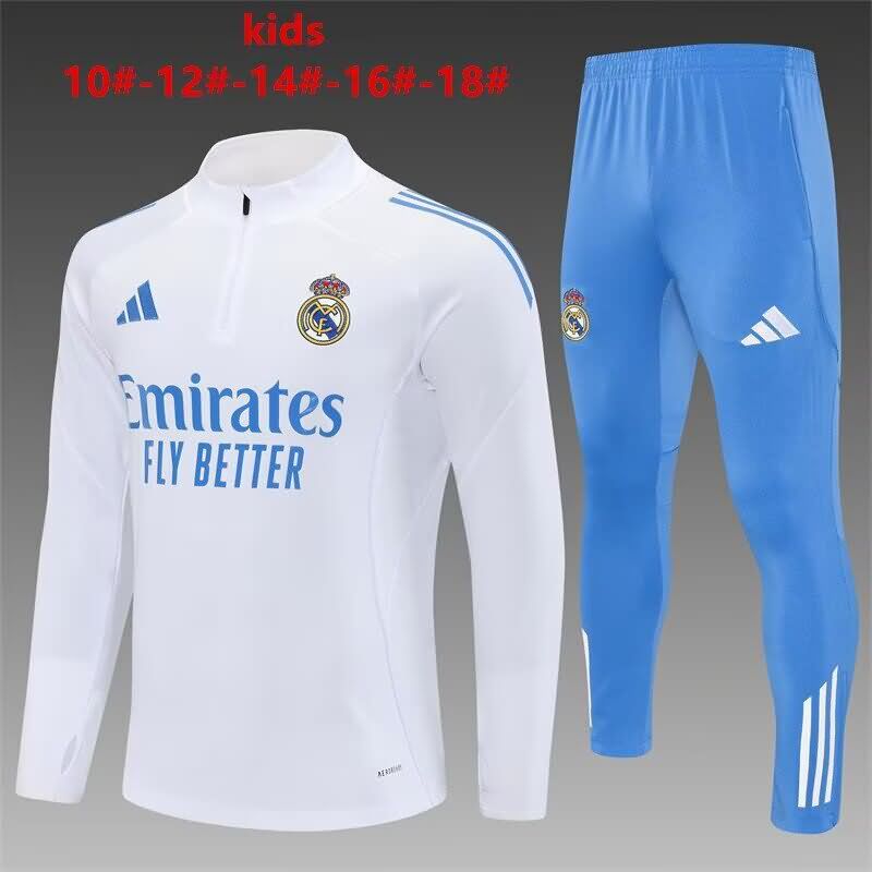 Real Madrid 25/26 Kids White Soccer Tracksuit 05