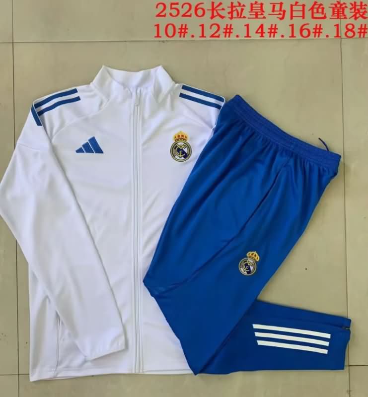 Real Madrid 25/26 Kids White Soccer Tracksuit 06