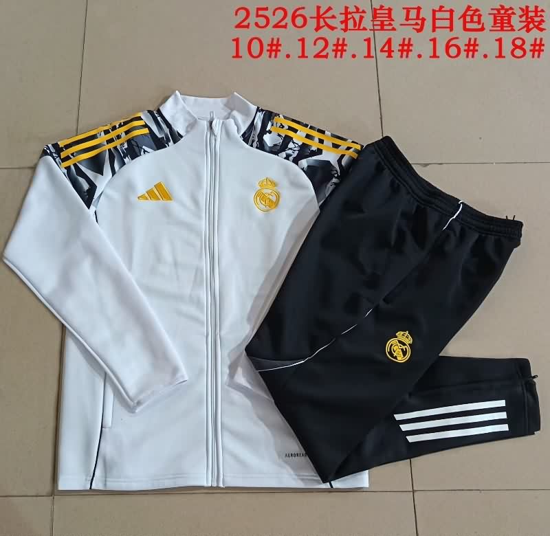 Real Madrid 25/26 Kids White Soccer Tracksuit 08