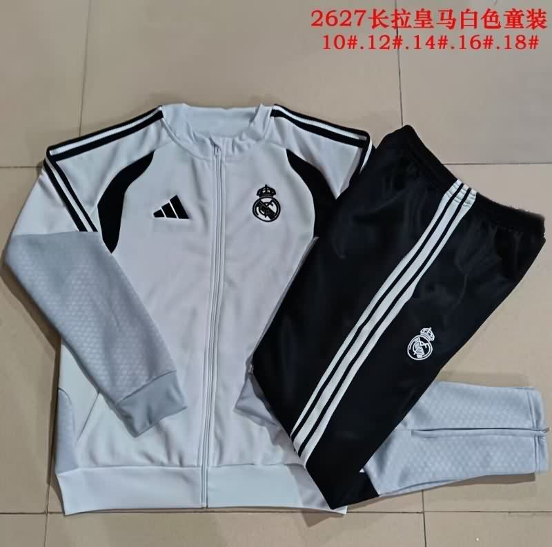 Real Madrid 25/26 Kids White Soccer Tracksuit 09