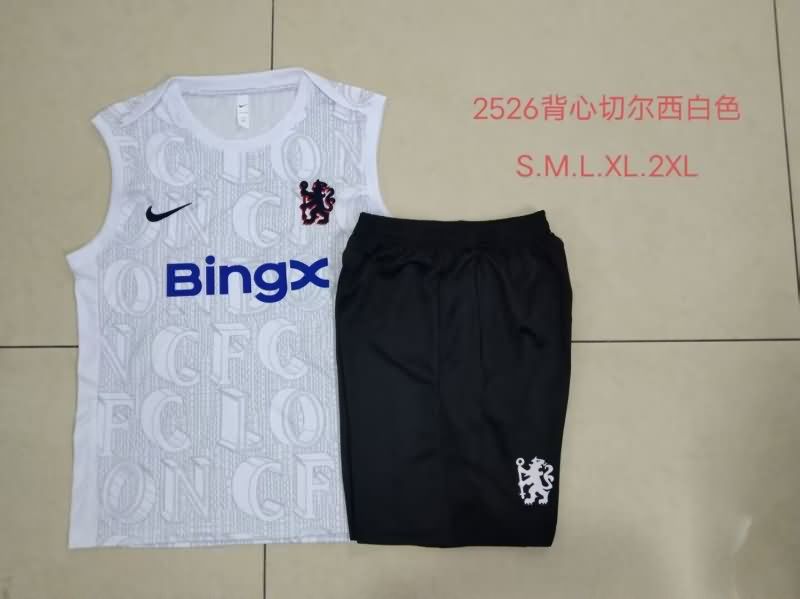 AAA(Thailand) Chelsea 25/26 White Soccer Training Sets 04