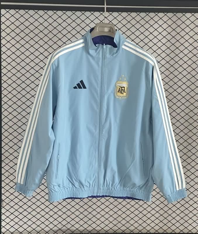 AAA(Thailand) Argentina 2025 Light Blue Purple Reversible Soccer Windbreaker