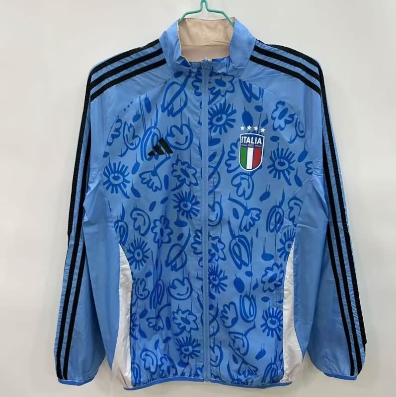AAA(Thailand) Italy 2025 Blue Grey Reversible Soccer Windbreaker