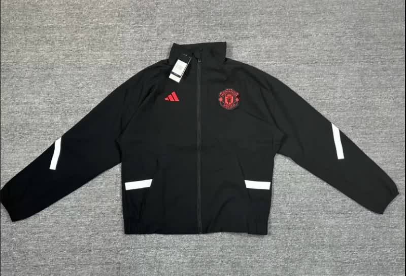 AAA(Thailand) Manchester United 25/26 Black Soccer Windbreaker 04