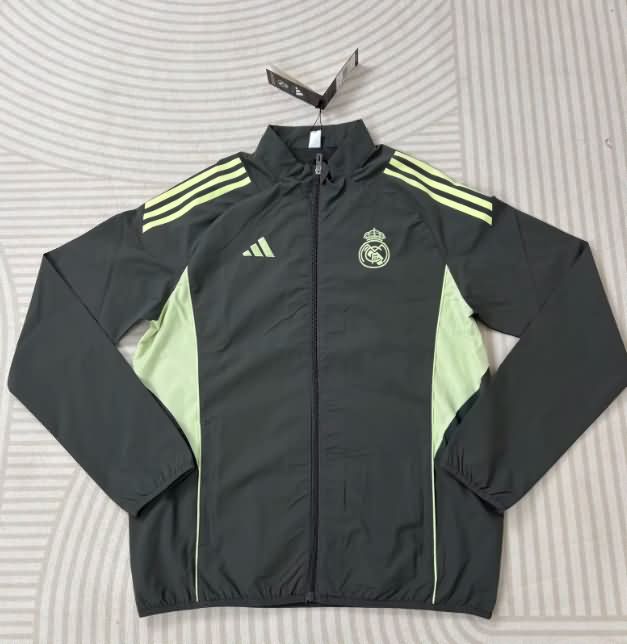 AAA(Thailand) Real Madrid 25/26 Black Soccer Windbreaker 02