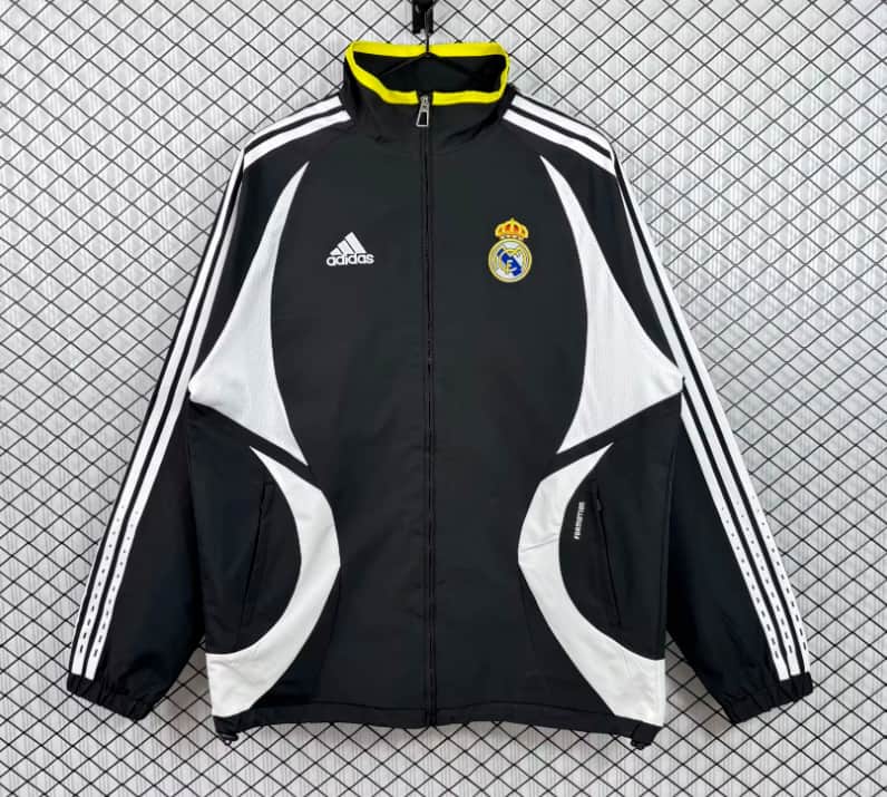 AAA(Thailand) Real Madrid 25/26 Black Soccer Windbreaker 06