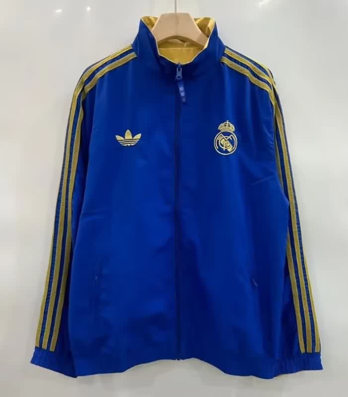 AAA(Thailand) Real Madrid 25/26 Blue Yellow Reversible Soccer Windbreaker