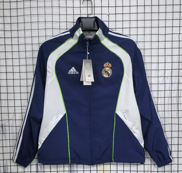 AAA(Thailand) Real Madrid 25/26 Dark Blue Soccer Windbreaker 05