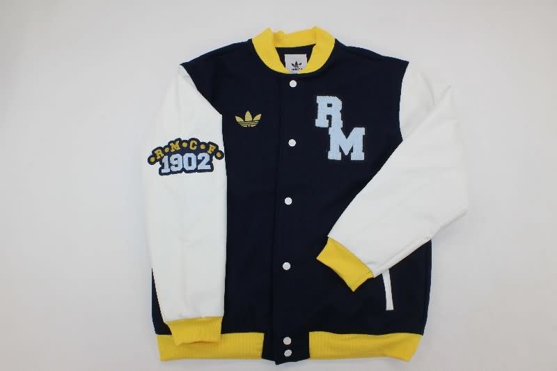 AAA(Thailand) Real Madrid 25/26 Dark Blue Baseball Jacket