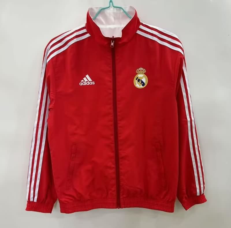 AAA(Thailand) Real Madrid 25/26 Red White Reversible Soccer Windbreaker