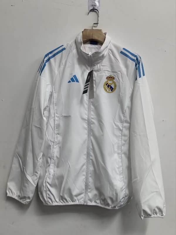 AAA(Thailand) Real Madrid 25/26 White Soccer Windbreaker 03