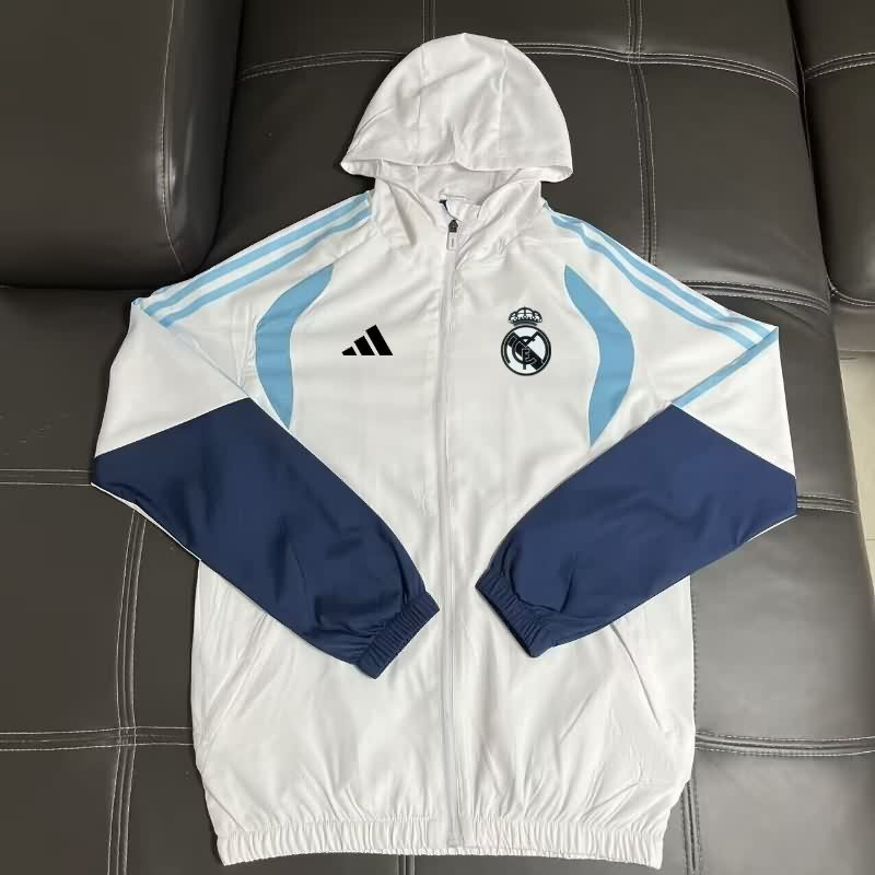 AAA(Thailand) Real Madrid 25/26 White Soccer Windbreaker 07