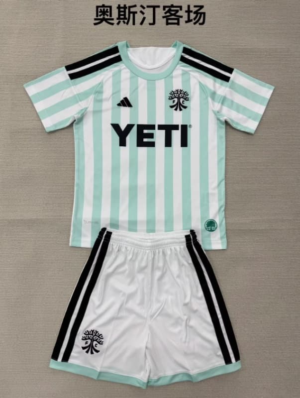 Austin 2026 Kids Away Soccer Jersey And Shorts